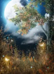 Сказочный хвост Пасха Зачарованный лес волшебный свет луна цветы для маленьких девочек фоны Компьютер печати вечерние партии фонов