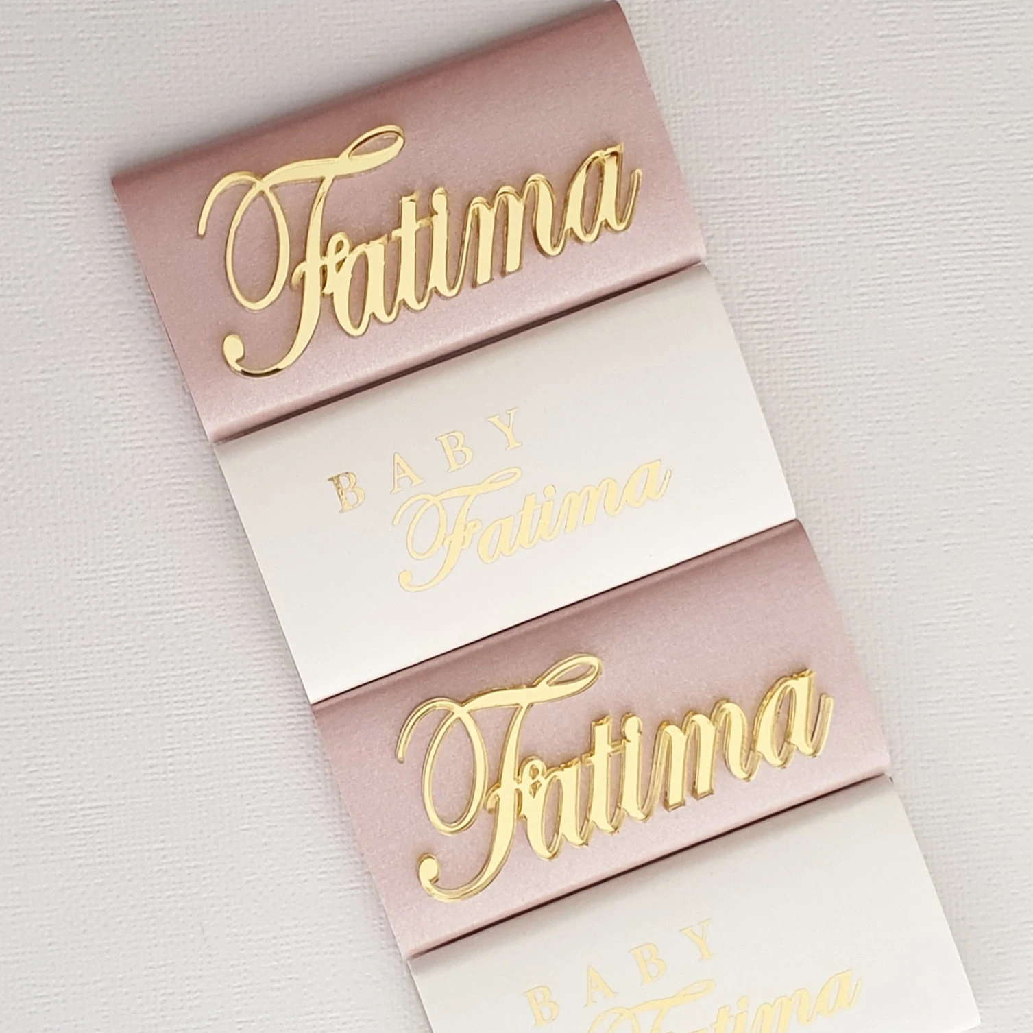 12 Pcs Same Personalized Laser Cut Acrylic Gold Mirror Plaques Baby Name Decorated Chocolate Christening & Baptism Box Banner