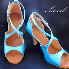 Для женщин Синего атласа Обувь для танцев Костюмы для латиноамериканских танцев Костюмы для бальных танцев Обувь Salsa танец Танцы Обувь Танго Обувь все размеры