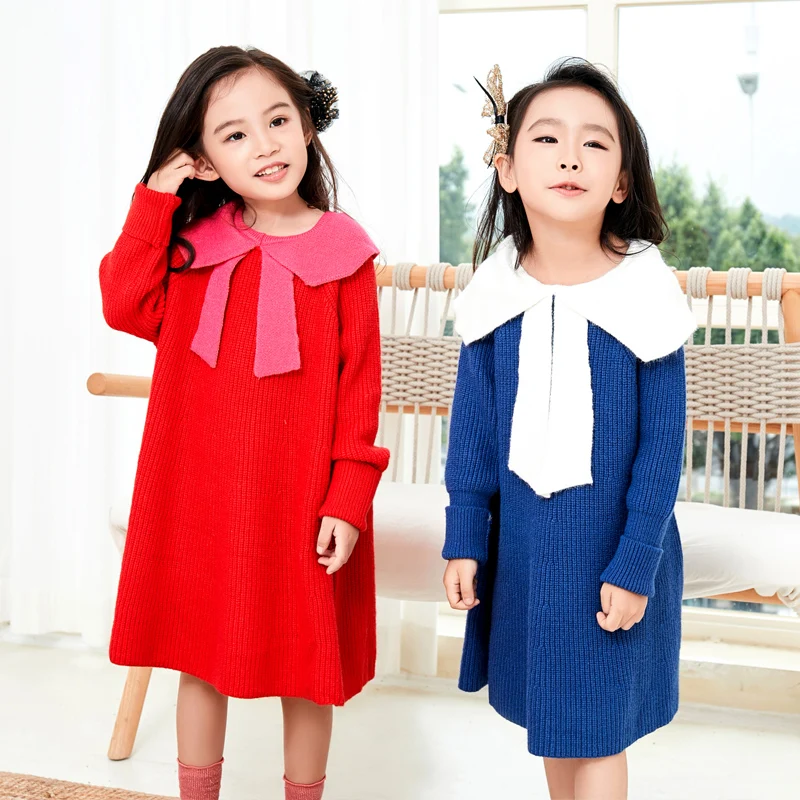 

Baby Girls Sweet Bow Lapels Princess Dress 2018 Christmas Woolen Cloak Chirldren Clothes New Girls Candy Color Warm Party Dress