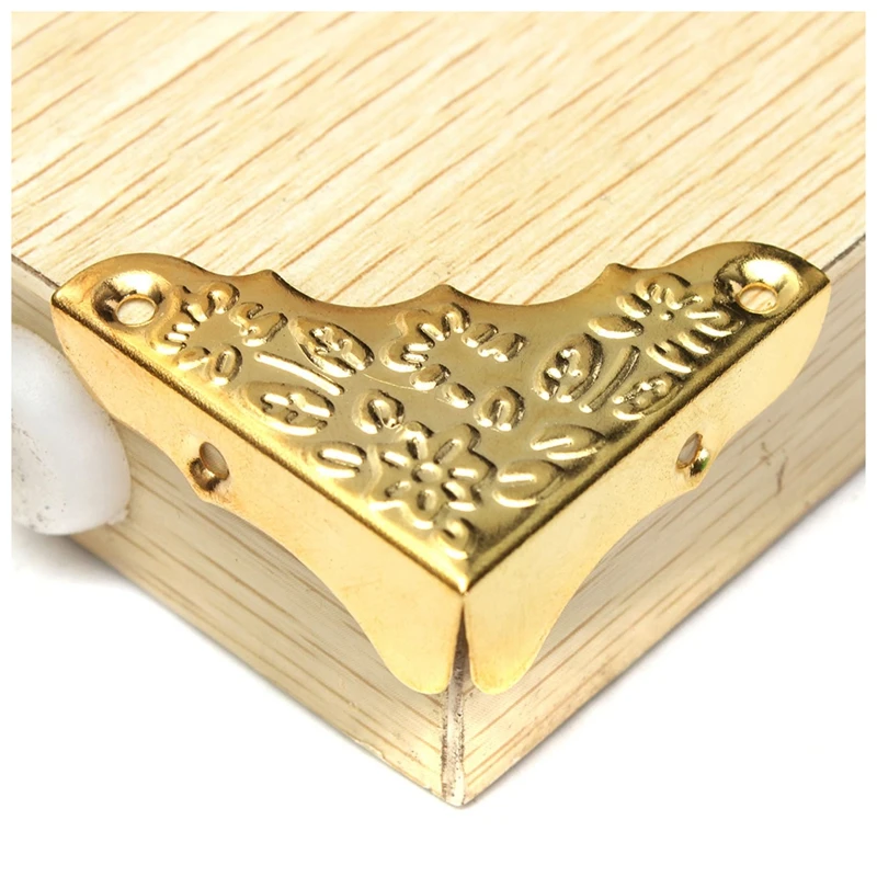 

12 pcs Jewelry Wine Case Wooden Box Picture Frame Feet Leg Corner Protector Gold