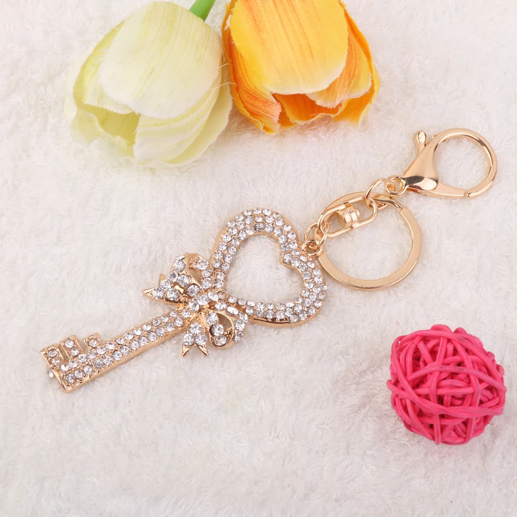 Crystal Rhinestone Bow Key Charm Pendant Key Ring Key Chain Key Fob