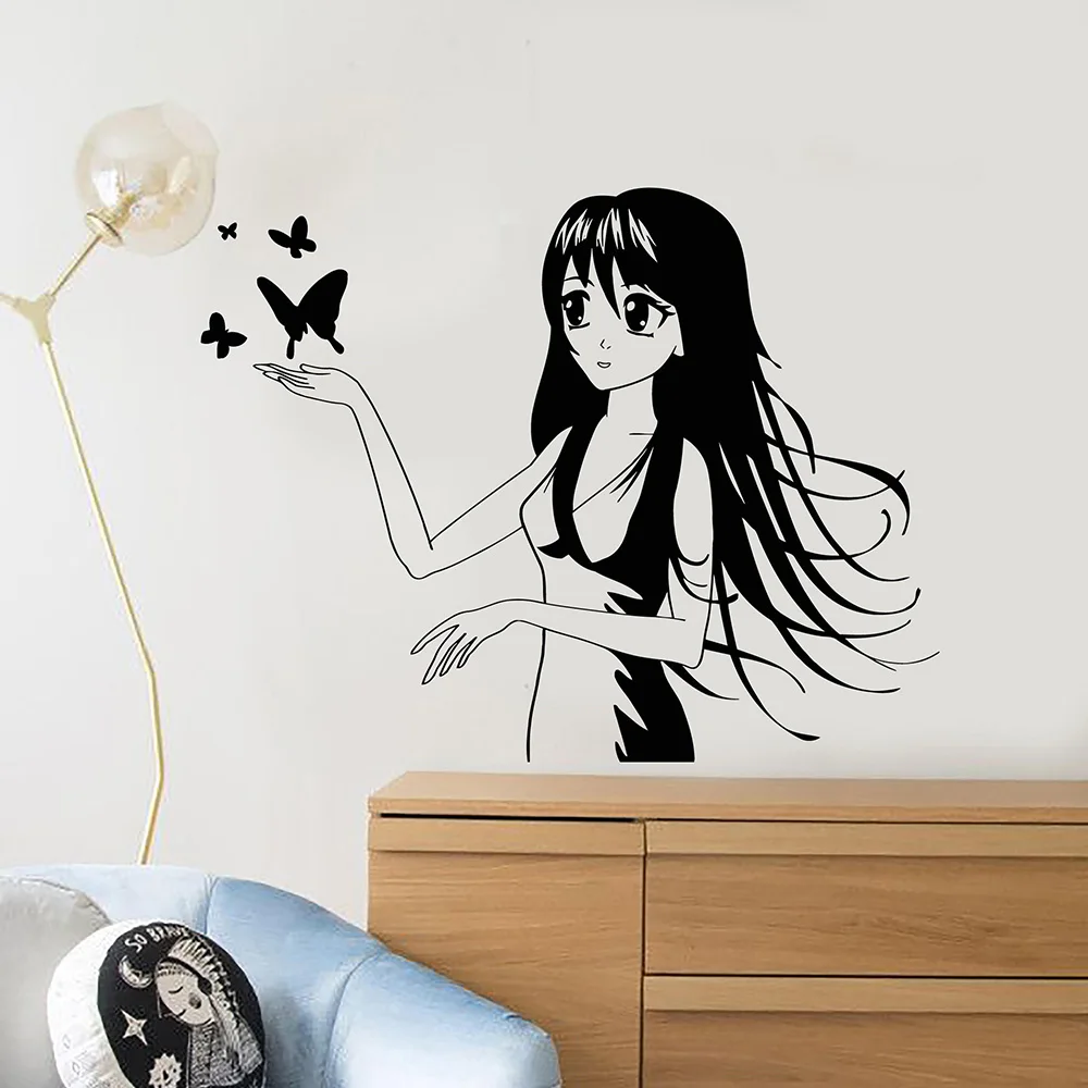 Anime Manga Butterfly Vinyl Decal Wall Stickers Home Decor Girl kids
