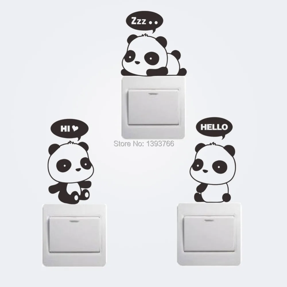 

New Cheap Carton Panda Switch Refrigerator Car Wall Stickers kids room mural Home Decoration