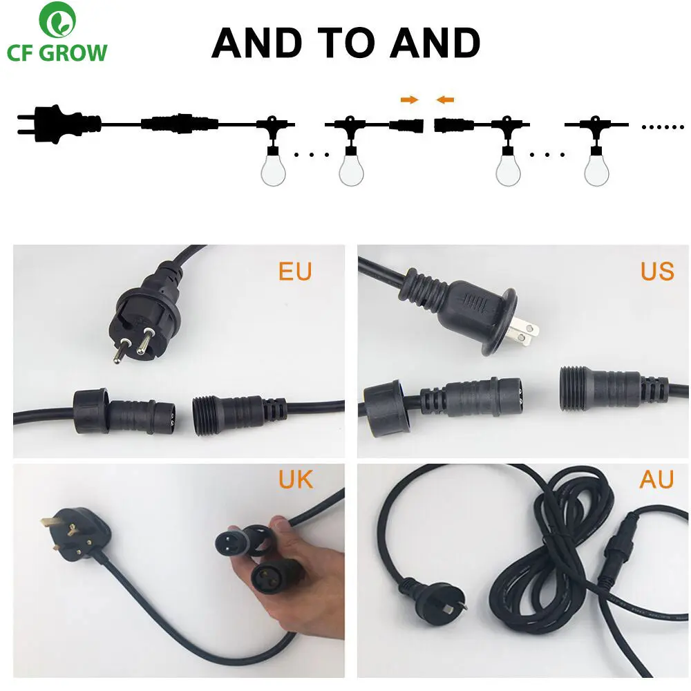 Водонепроницаемый 15 м 15LED гирлянды светодиодные светильники для помещения и улицы коммерческих Класс E26 E27 улицы освещение для сада патио на заднем дворе праздничное освещение гирлянда