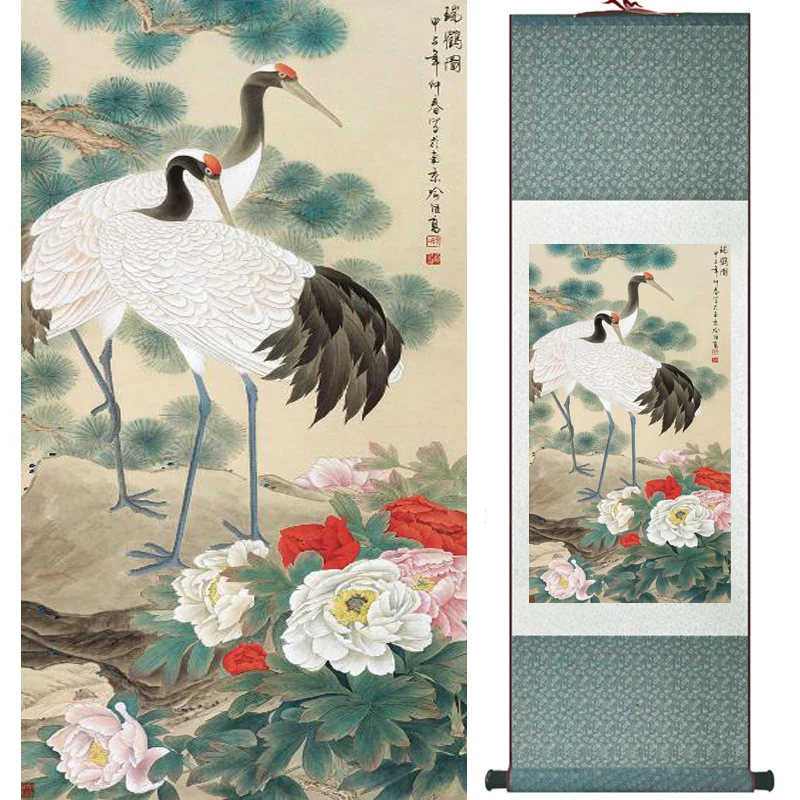 

Home Office Decoration Chinese scroll painting birds and tree painting crane and pine painting LTW17111006