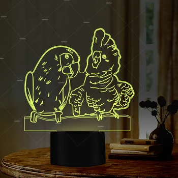 

Cartoon lovely parrot shape LED illusion 3D night lights 7 changing color for kids room decor special birthday gifts