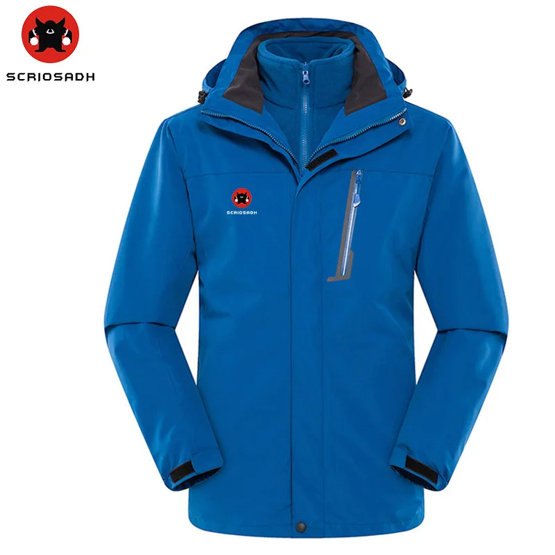 

SCRIOSADH Outdoor Soft shell Men Women Jacket 3 in 1 Two-piece Removable Waterproof Windproof Thermal Camping Hiking Garments