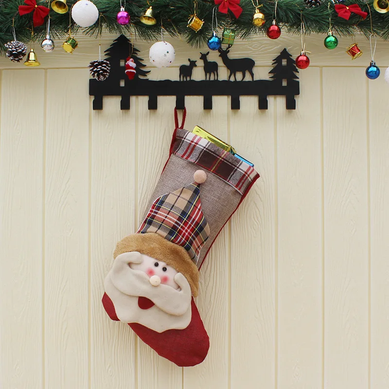 3 шт./компл., рождественские чулки, носки с Санта-Клаусом, Подарочная сумка для детей, Рождественская конфетная сумка, украшения для рождественской елки