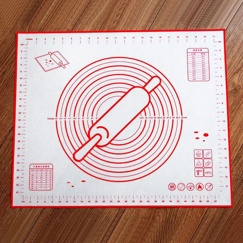 غير عصا سيليكون الخبز حصيرة سادة الطحين المتداول مقياس المعجنات كعكة خبز لصق مفرش طاولة أدوات مطبخ تحديد الموقع كوستر ميسا