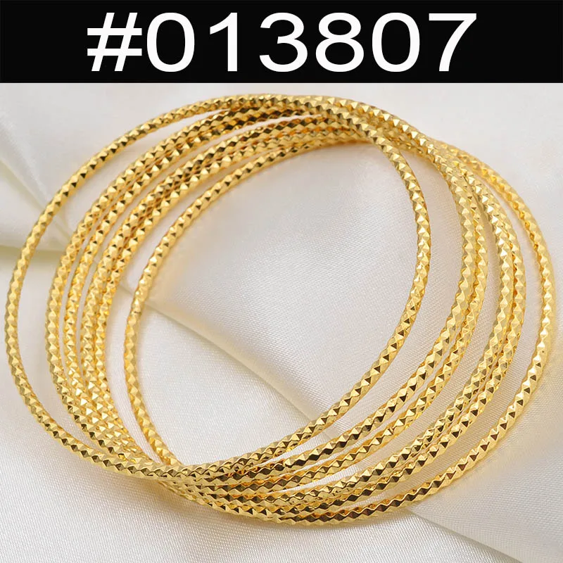 6pcs/lot African Gold Color Shiny Bangles for Women Girls Dubai Circle Bracelet Jewelry Ethiopian Bride Wedding #013707 bangle bracelet zirconia bangle snake bangle bracelet
