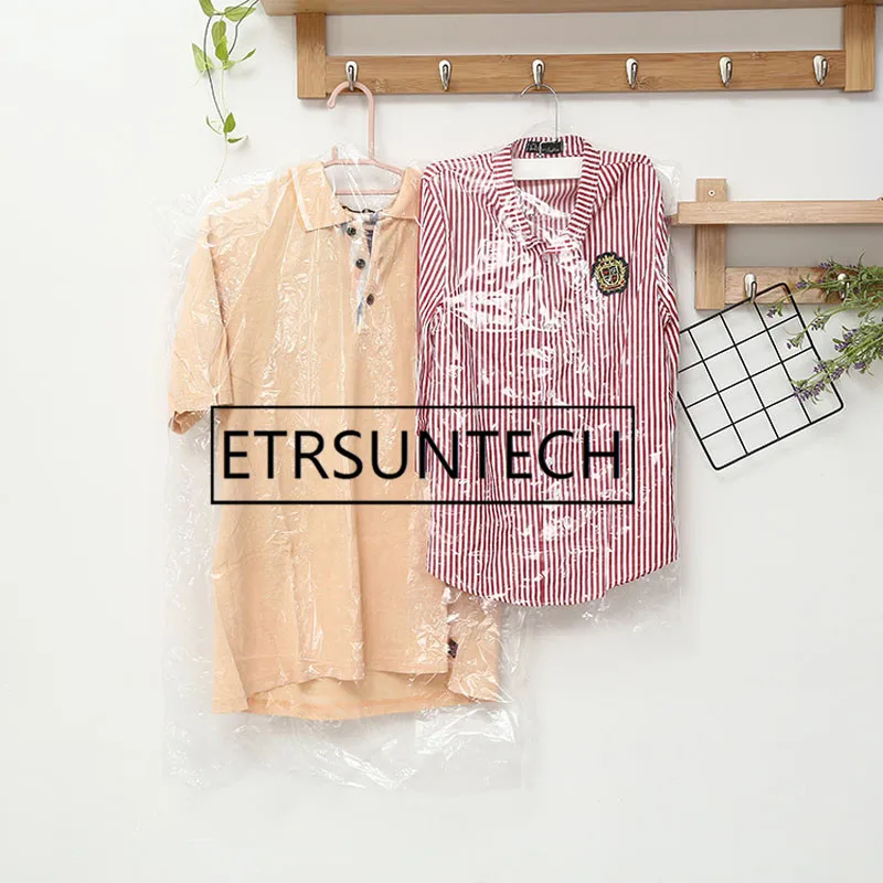 500 pcs 일회용 플라스틱 투명 의류 먼지 커버 옷 가게 드라이 클리너에 대 한 포켓 스토리지 가방 교수형