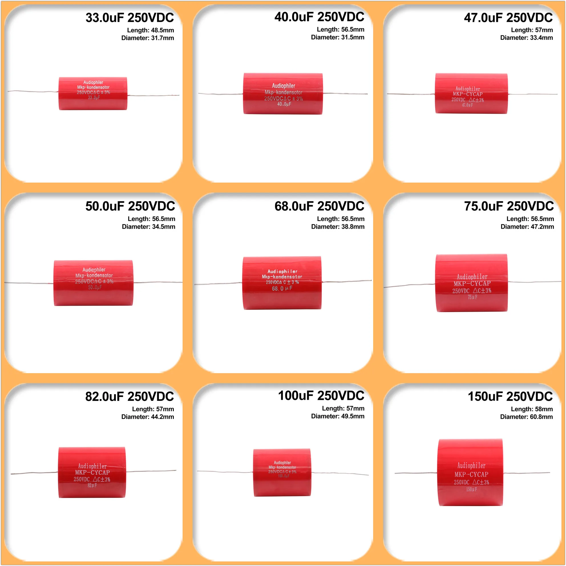 4 Pièces 250V DC Audiophiler Axial MKP Condensateur De