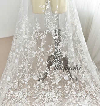 

Plum embroidery lace fabric wedding dress handmade diy material high-grade clothing decorative cloth accessories
