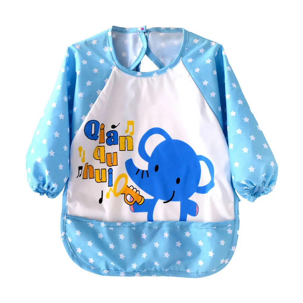 Cute Infant Kid Baby Bibs Waterproof Feeding Bib Saliva Burp Apron Long Sleeve Bibs Smock Stuff