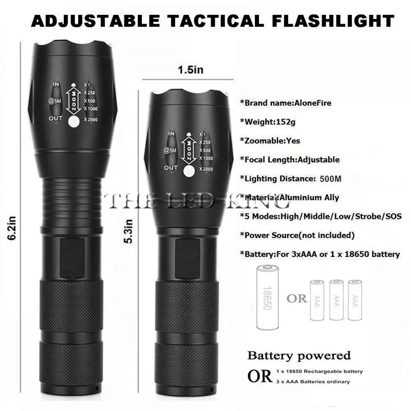 

LED Rechargeable Flashlight Pocketman XML T6 linterna torch 4000 lumens 18650 Battery Outdoor Camping Powerful Led Flashlight