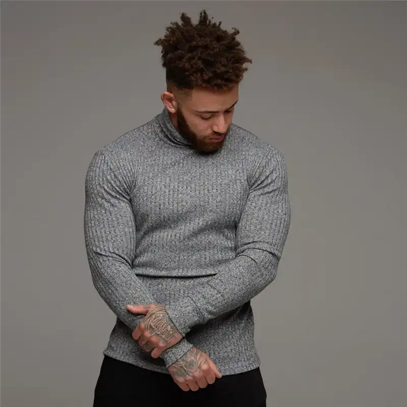 Heavyweight Waffle Thermal T Shirt Long Sleeve Crewneck Knitted Top Size XS-5XL Fitscloth Men/’s Knit Sweater Pullover