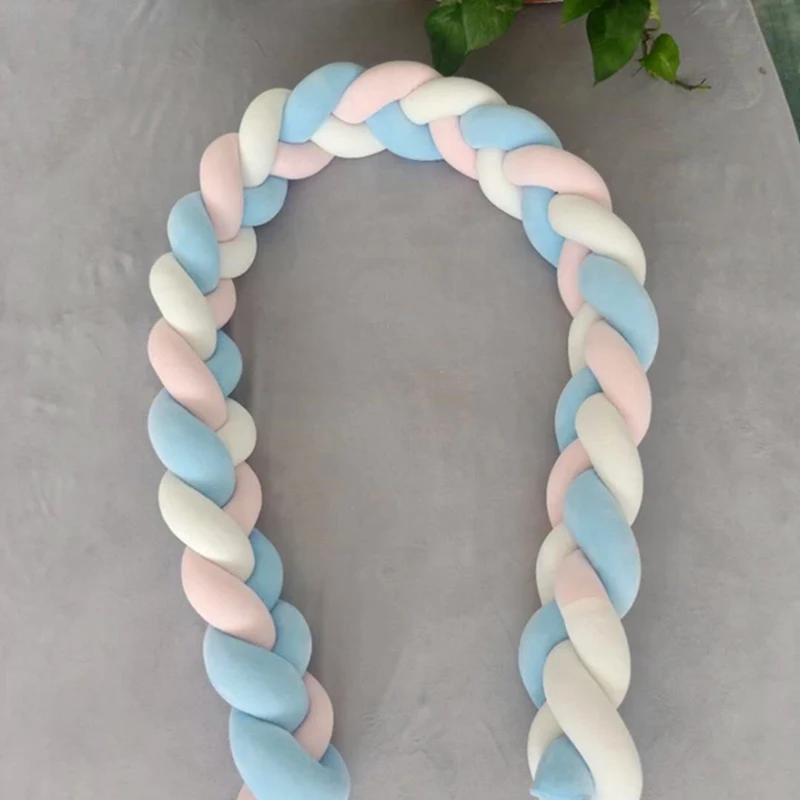 Baby Crib Bumper Hand-Woven Knotted Braided Cradle Colorful Decor Gift Cushion Junior Bed Sleep Bumper