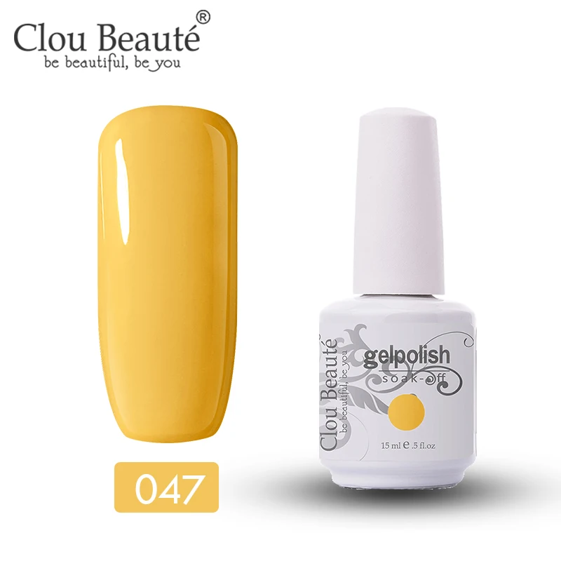 Гель-лак для ногтей Clou Beaute, 15 мл, 47 цветов, СВЕТОДИОДНЫЙ УФ-Гель-лак для ногтей, желтый, оранжевый, розовый, красный, впитывающий гель, эмаль, УФ-Гель-лак