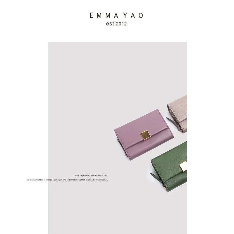 

EMMA YAO women's leather coin purses holders fashion Sheepskin wallet female korean wallet case