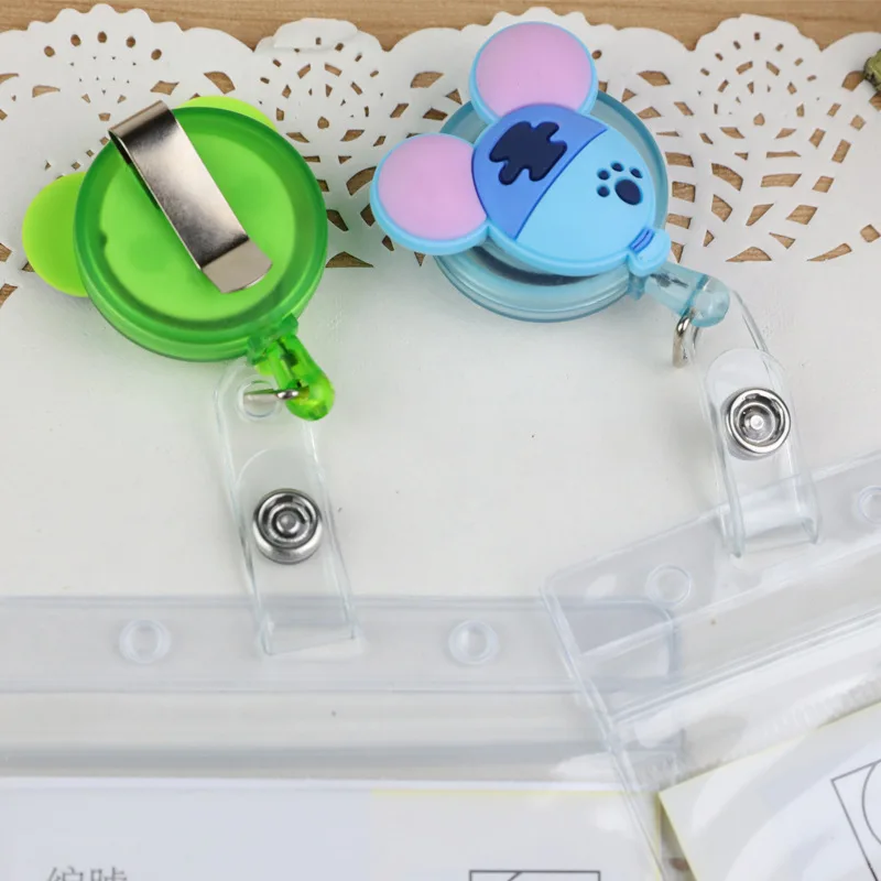 1Pc Mickey Minnie Retractable Badge Reel High quality silicone Student Nurse ID Name Card Badge Holder Office Supplies