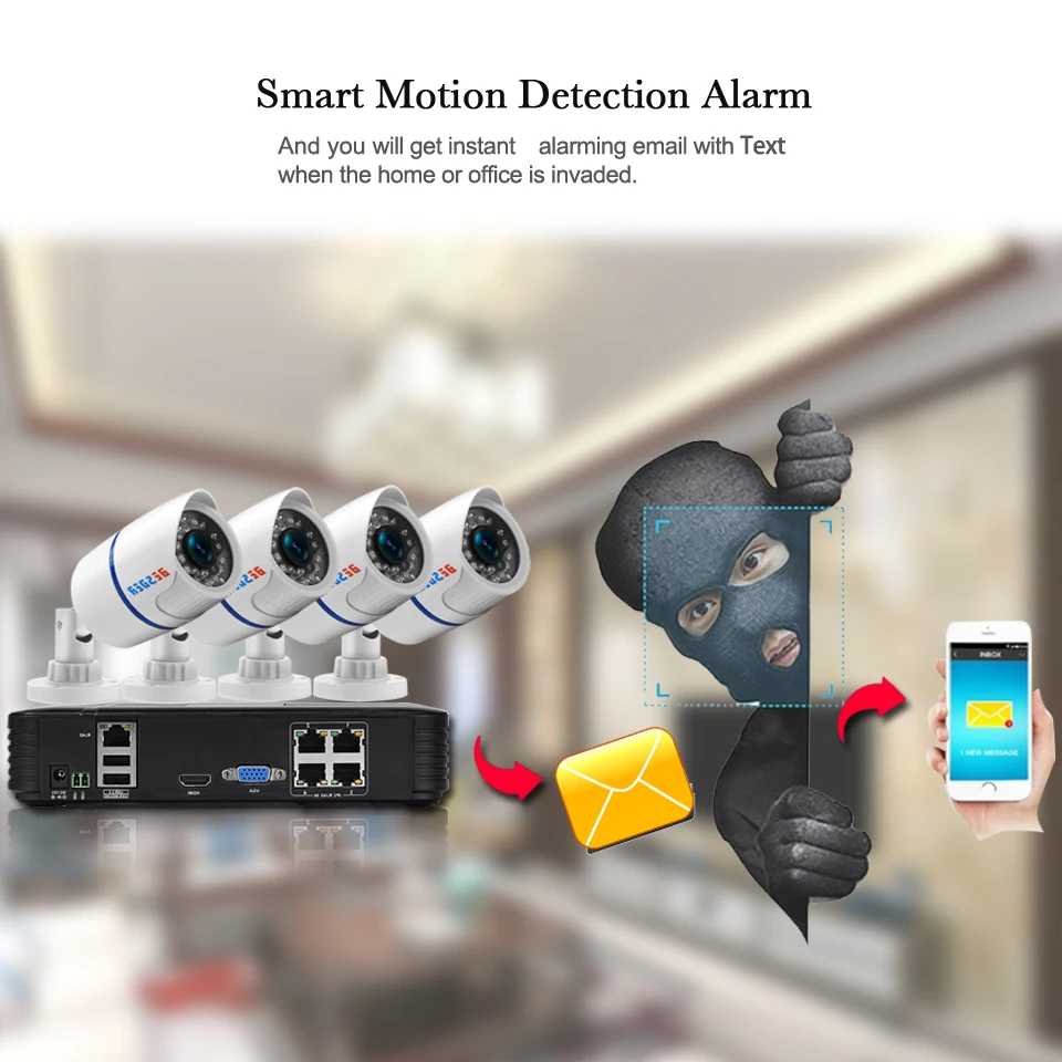 Система видеонаблюдения BESDER PoE 720P МП 4 канала 15 В NVR 2/4 IP камеры|poe cctv kit|poe cctvkit kits |