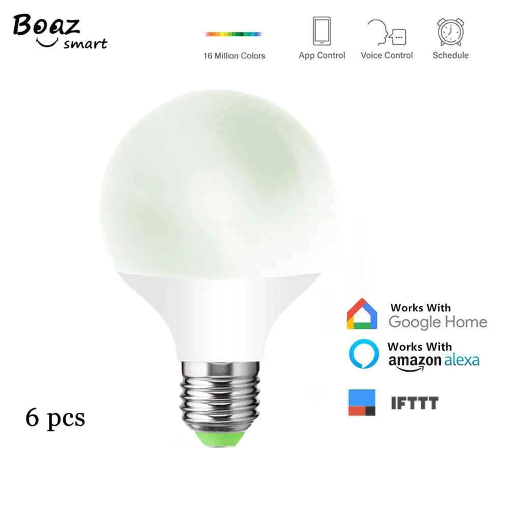 

Smart Wifi G80 led light 5W Color Changing Bulb Tuya Smartlife APP Remote Control Voice Control by Alexa Google Home Echo 6pcs