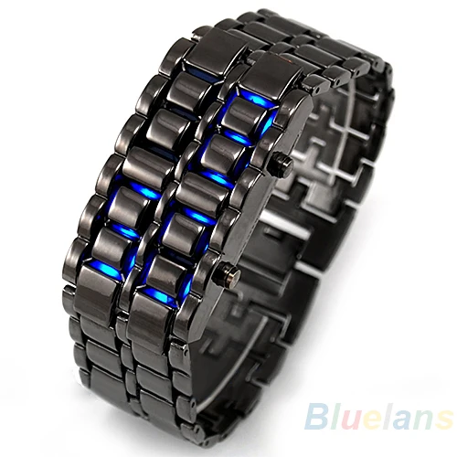 

2018 Newest Stainless Steel Bracelet Watch Men Women Lava Iron Samurai Metal LED Faceless Digital Wristwatches relogio masculino