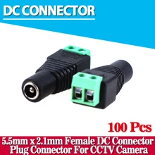 new arrival,100pcs/lot Female DC Connector 5.5/2.1mm CCTV UTP DC Power Plug Adapter Cable DC/AC 2/Camera Video Balun