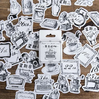 

45 Pcs/box Vintage Black and white diary mini paper sticker decoration stickers DIY diary scrapbooking planner label sticker
