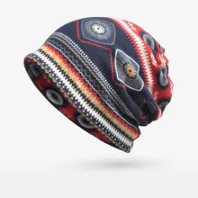 Тонкий Повседневное стиль с воротником, с принтом маски вязаный женский шарф из Кепки Повседневное Для женщин Головные уборы Skullies Beanies мужской чалма Для мужчин Шапки для Для женщин ACI32