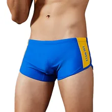 WOMAIL все сезоны сексуальные мужские брендовые полосатые сексуальные хлопковые дышащие трусы с выступом синие плавки Z30606