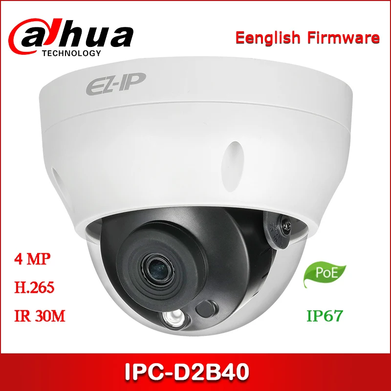 Dahua IP камера IPC-D2B40 4MP 2,8 мм 3,6 мм с фиксированным объективом ИК мини-купольная сетевая камера с POE камера безопасности