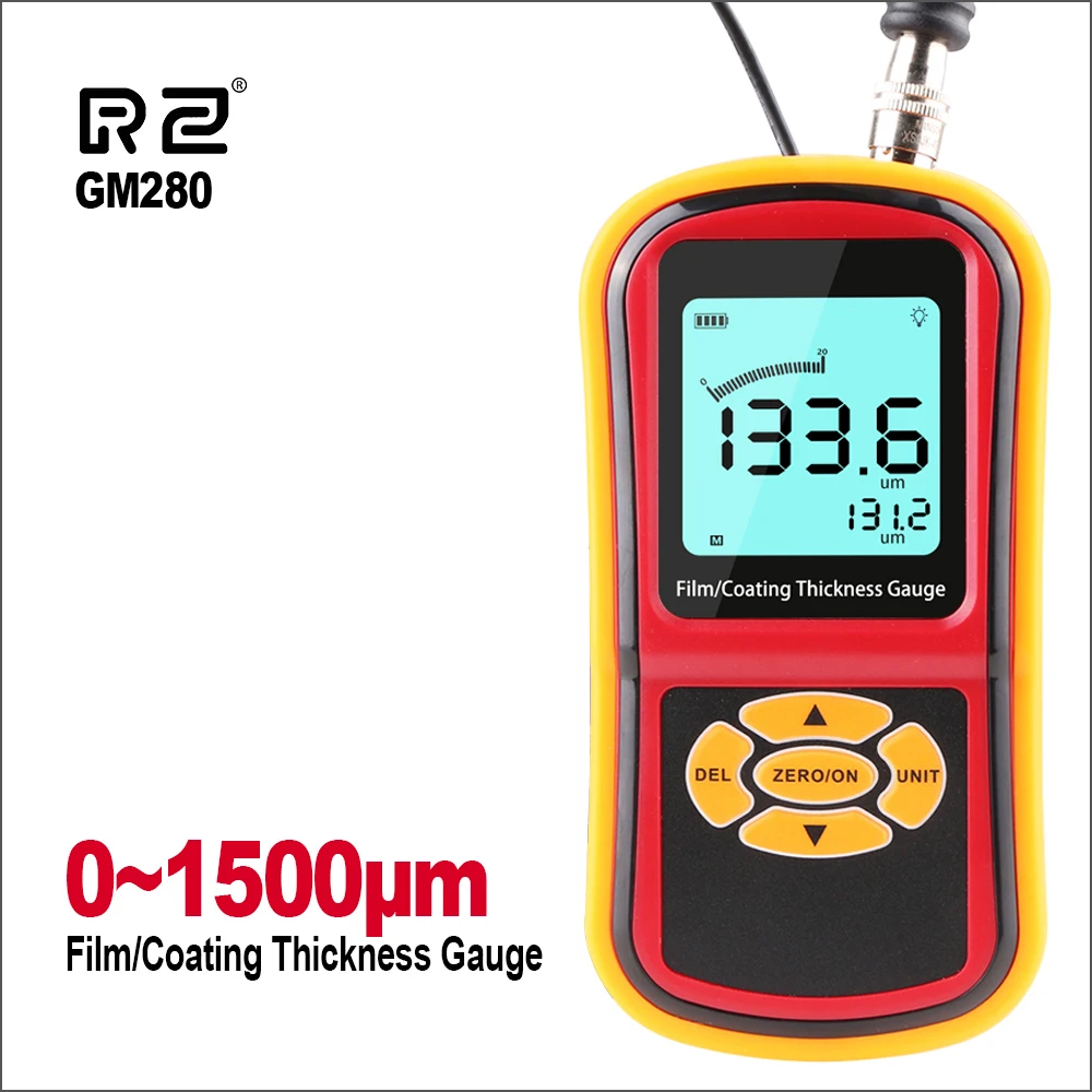 RZ Eddy Current Thickness Gauge Meter Digital Coating Film Paint/Sheet Metal Range 0~1500um |