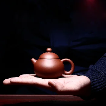 

100ML Authentic Yixing Purple Clay Kung Fu Teapot Office Raw Ore Handmade Zisha Dahongpao Kettle with Lid Kit Purple Grit Pot