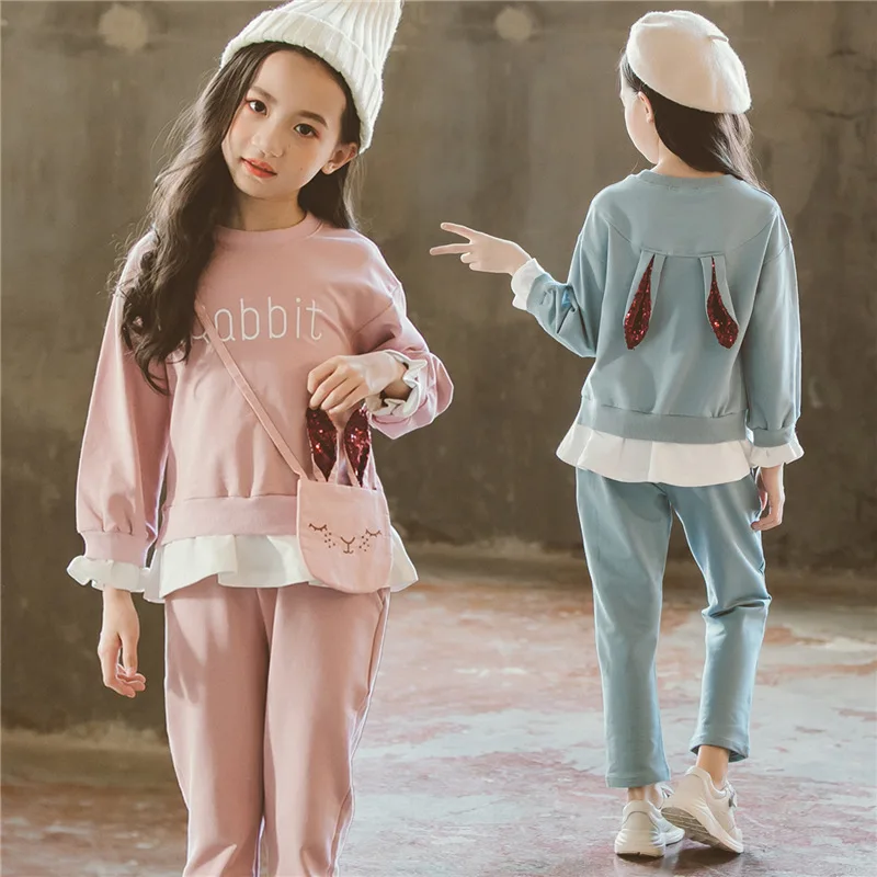 

Children Clothing 2018 Autumn Girls Clothes 2pcs Set Rabbit Ears Outfit Kids Clothes Tracksuit Suit For Girls Clothing Sets