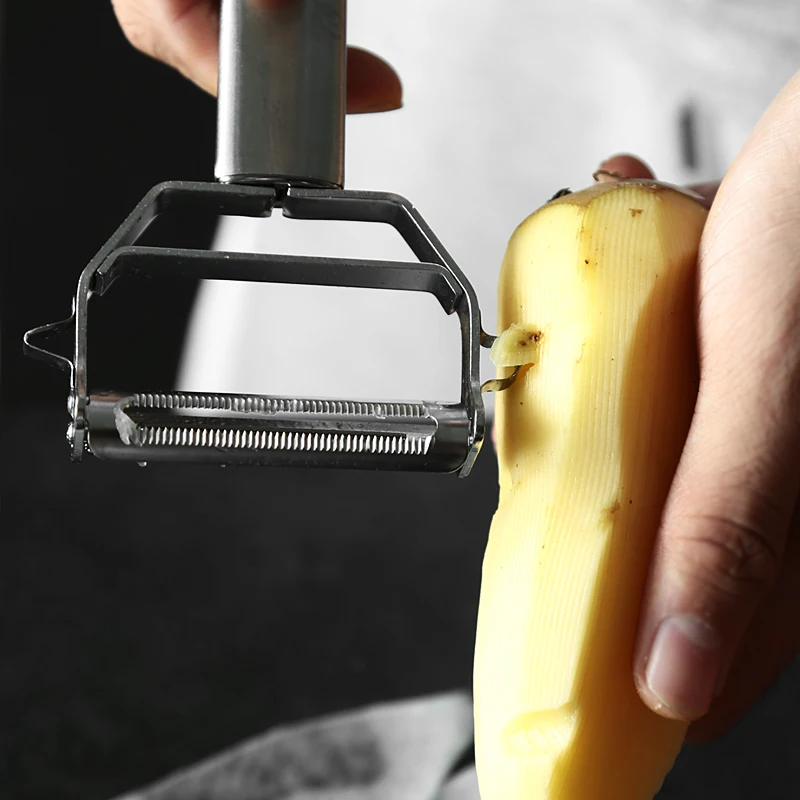 Dual Fruit Vegetable Peeler Julienne Peeler Sharp Stainless Steel Potato Carrot Peeler Metal Double Planing Grater Kitchen Tools (7)