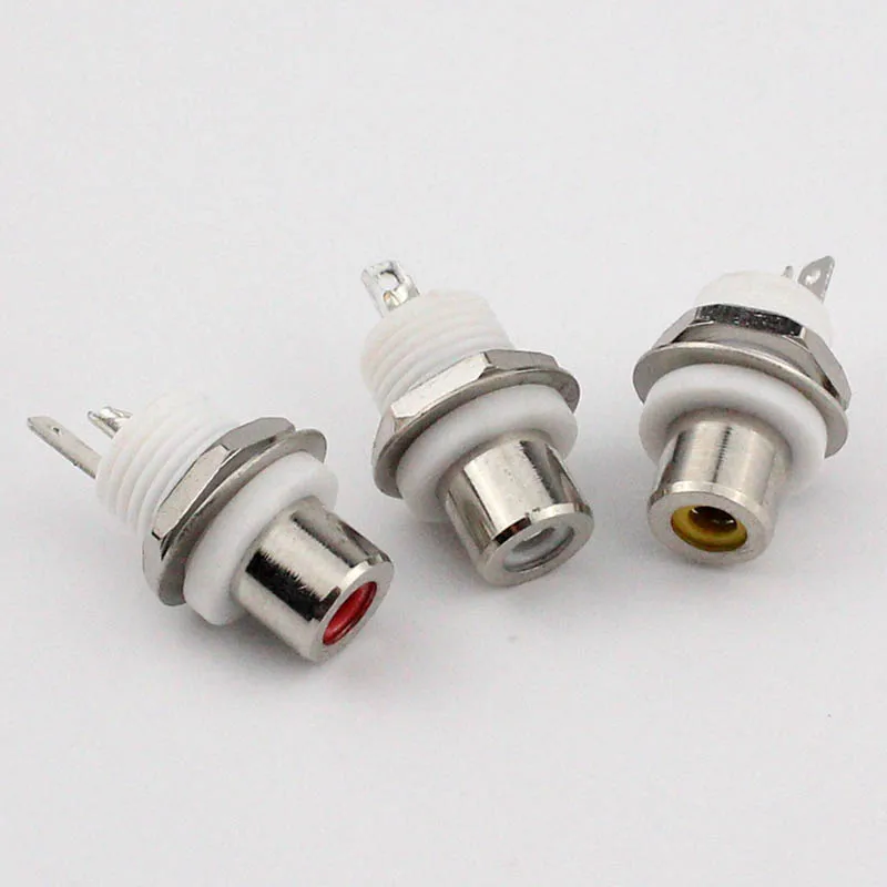 

30pcs RCA Plug Cable Connector AV Audio Amplifier F Jack Terminal Red Yellow White Copper