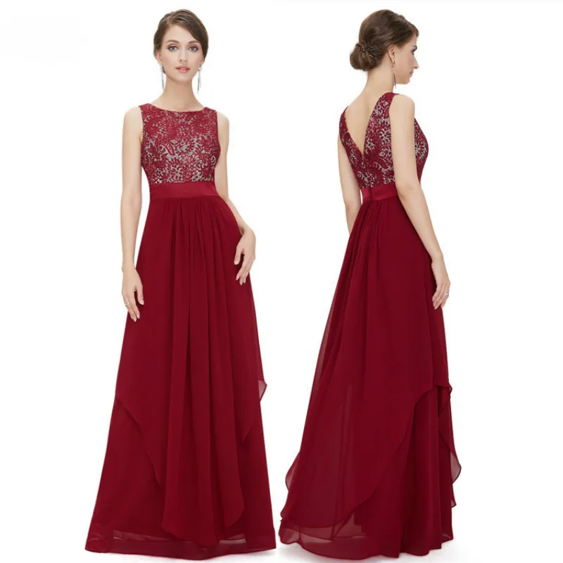 Silver Embroidery Formal Night Party Dresses Red Tulle Overlay High