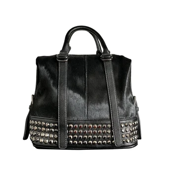 

Horse hair female winter fashion bags set auger handbag multi-purpose one shoulder atmospheric leisure leather handbag