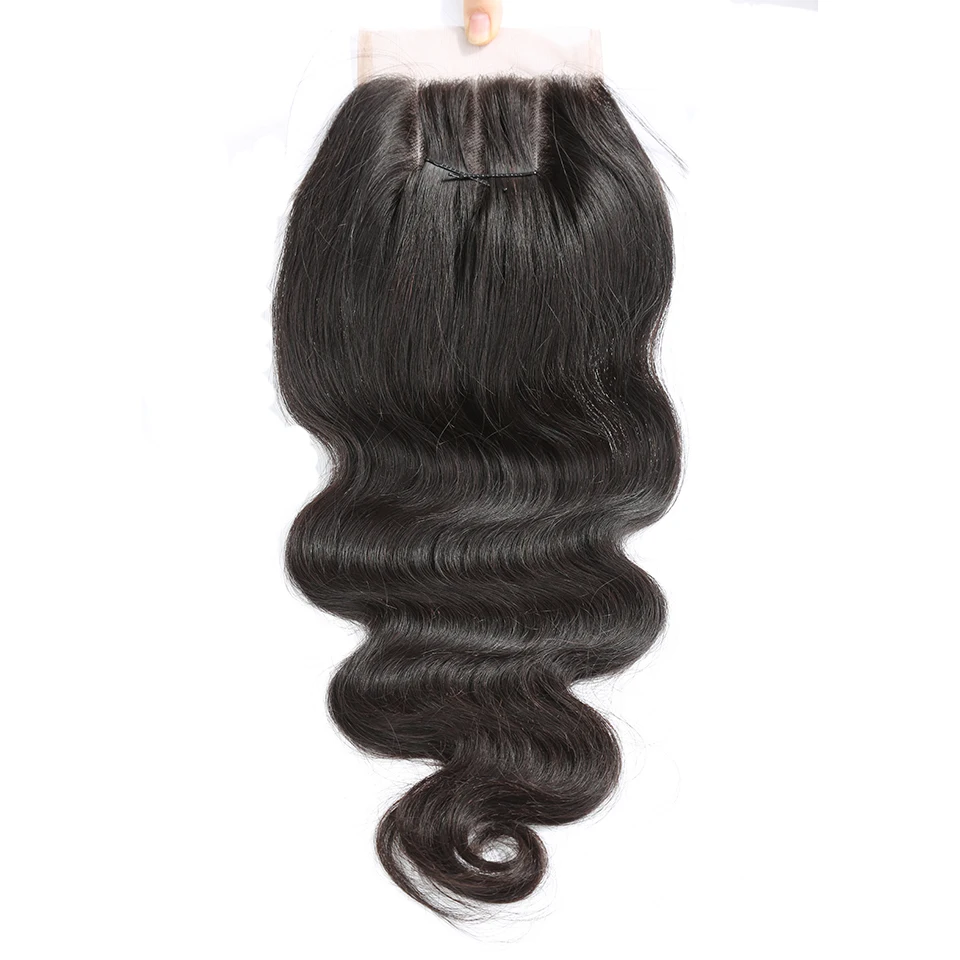 QueenKing волос бразильский закрытия шнурка волна Волосы remy " х 5" 3 Way Часть 10-18 дюйм(ов) закрытие человеческие волосы натуральный Цвет