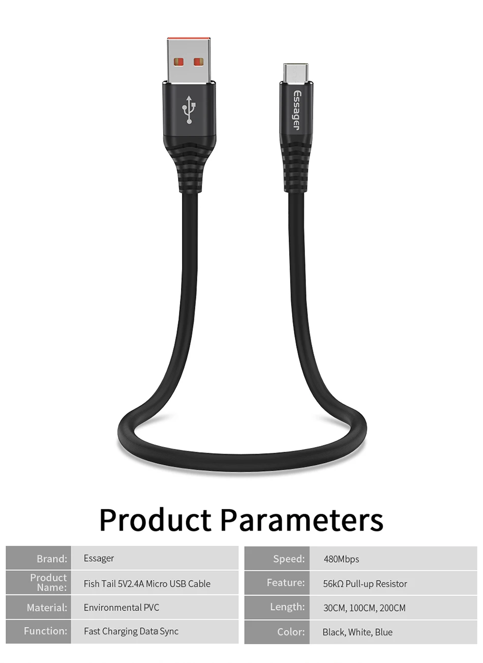 Usb-кабель Essager type-C для Xiaomi redmi note 8 Pro OnePlus 6t huawei mate 20 Pro USB-C type-C кабель для зарядки и передачи данных