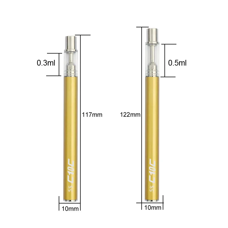 

Original Mjtech 5S C10C For Thick oil Cartridges Vape Pen Vaporizer Ceramic Coils Glass Tank 280Mah Ecig plastic tube pack