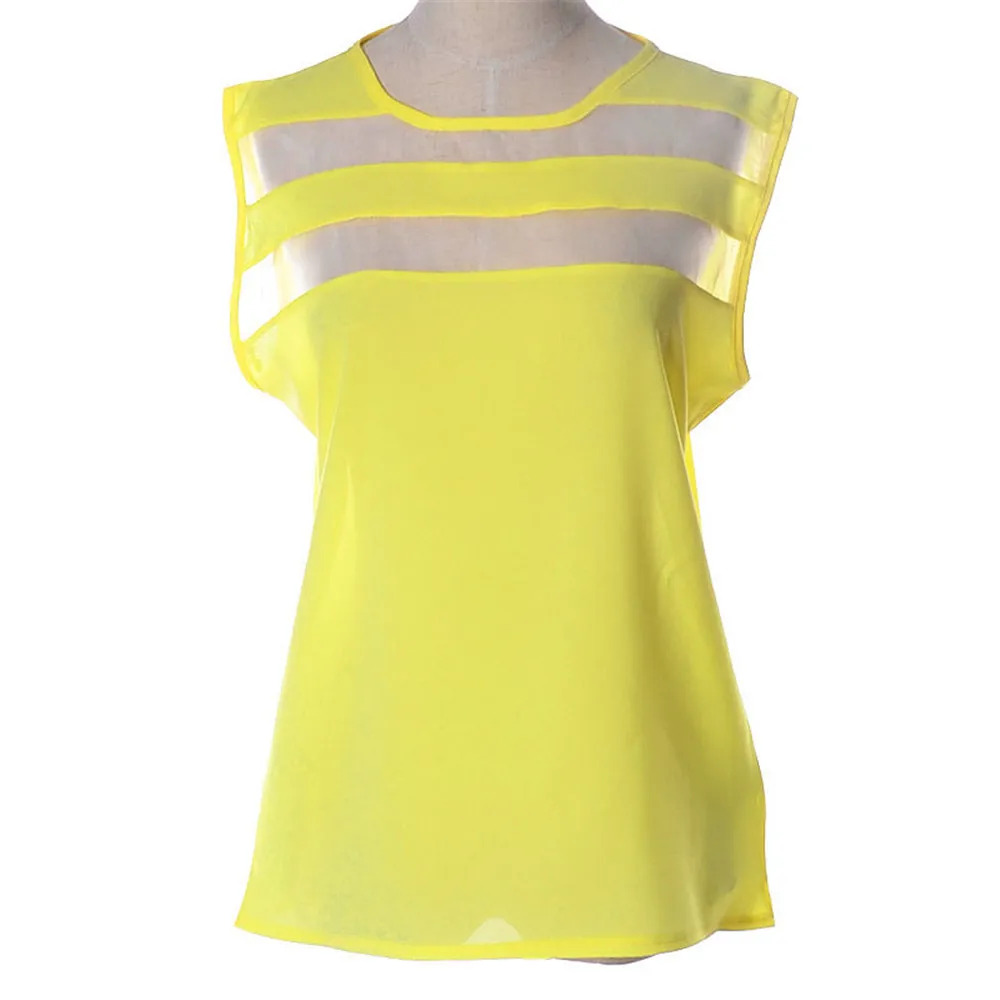 Summer Style Women Feminina Camisa Blouse Shirts Womens Tops Girls Patchwork Chiffon Blusas Blusa Yellow fneLB45Ye |