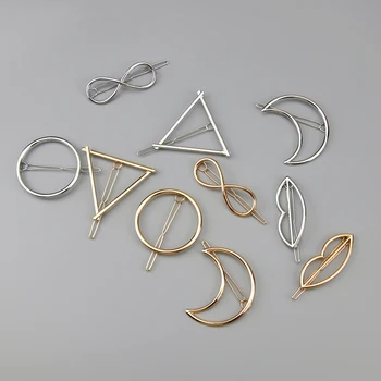 

Women Girls Plated Metal Circle Moon Hair Clips Metal Circle Hairpins Holder Hair Accessories