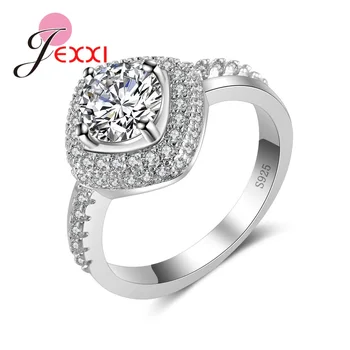 

Fantastic Romantic Wedding Engagement Propose Jewelry Solid 925 Sterling Silver Zircon Crystal Finger Rings for Women Girl