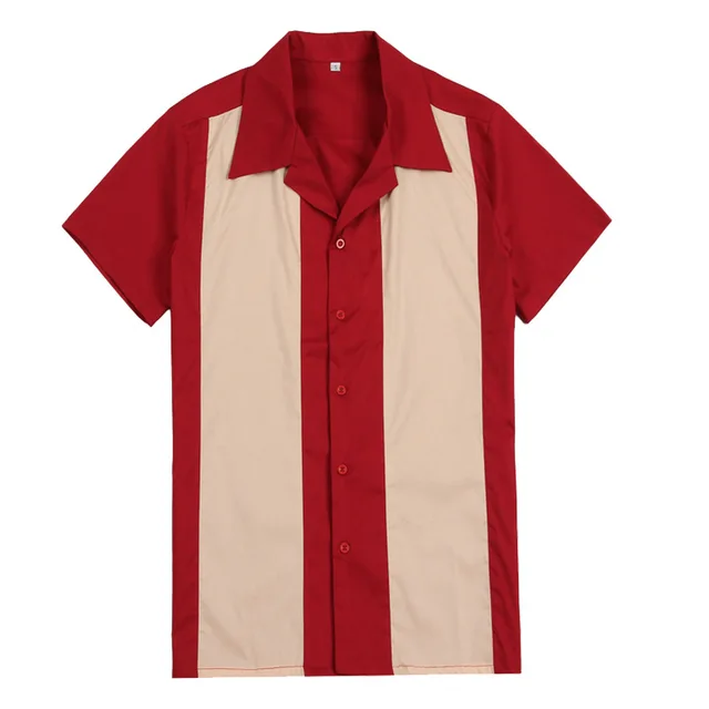 Men Shirt 60's Short Sleeve Shirts Red Cream Color Mens Vintage ...