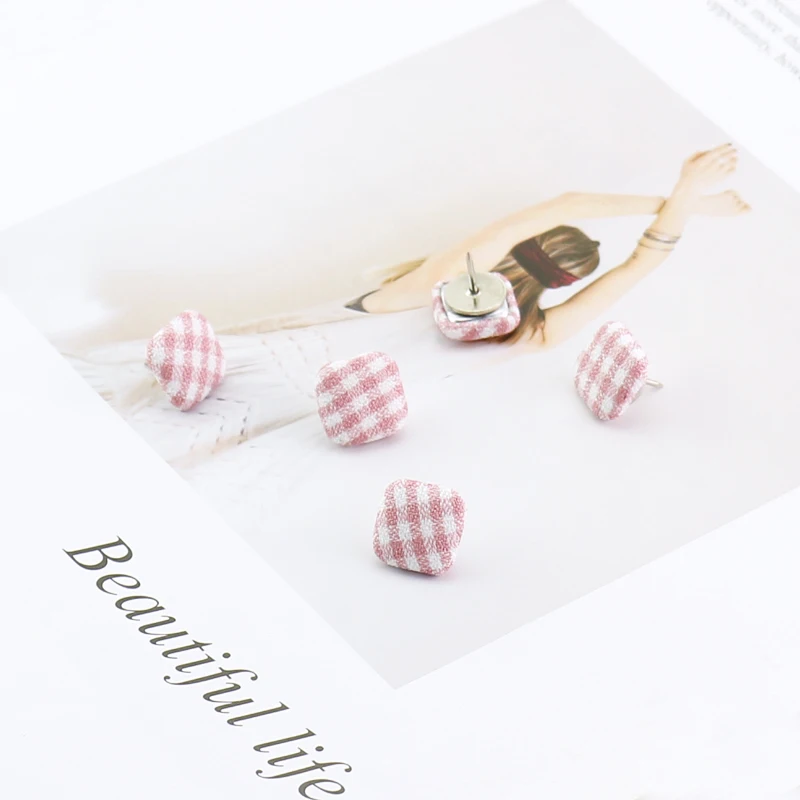 

TUTU 10/box cloth art push pin candy color buttons Shape good Quality Colored Push Pins Thumbtacks Office School H0215