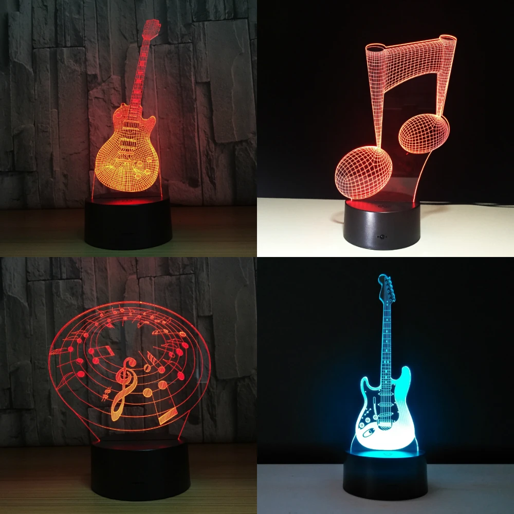 Tanie 7 LED zmieniające kolor światła czujnik dotykowy USB 3D kostium muzyka uwaga noc lampa Instrument dla tej lampy dekoracja domowa miłośnicy muzyki prezent
