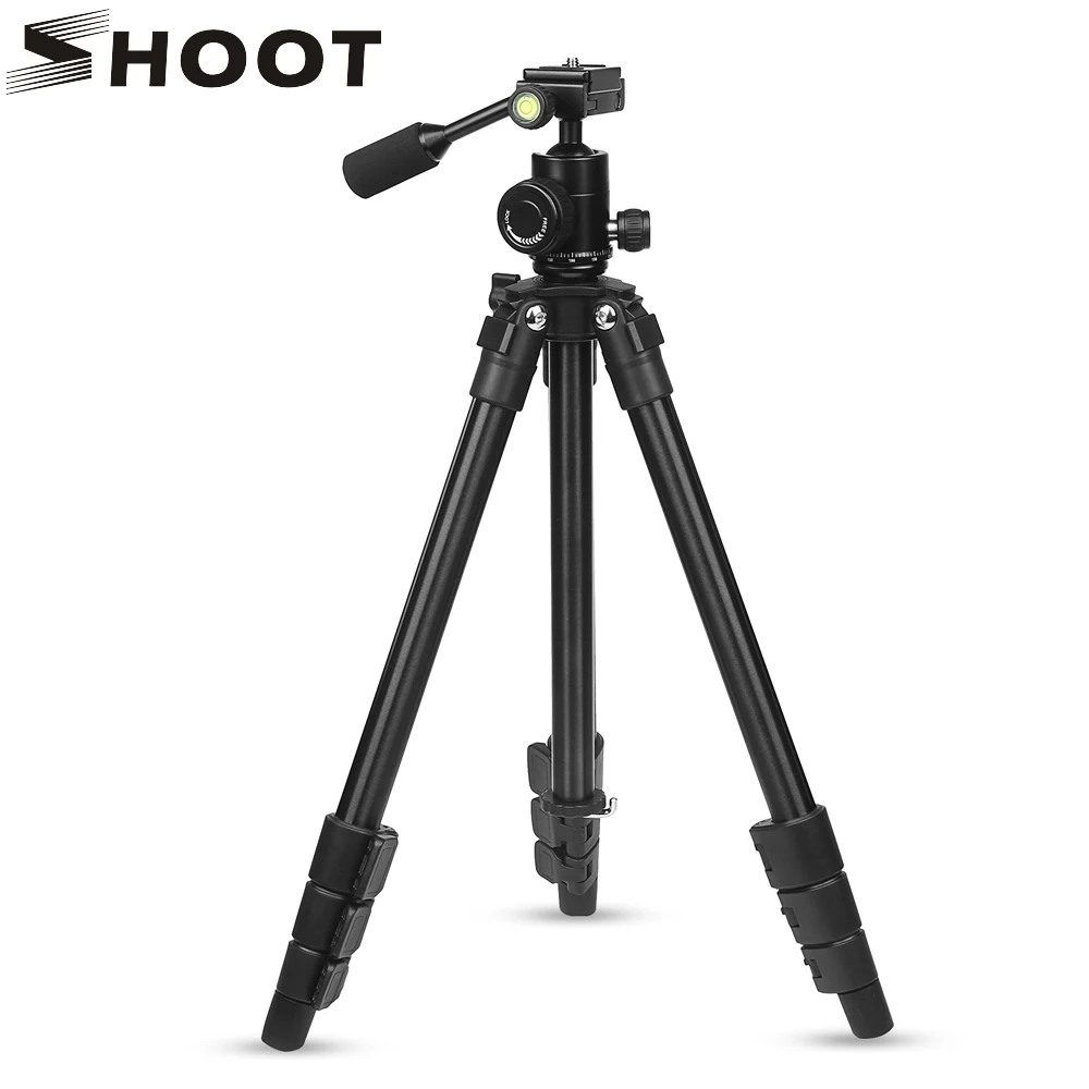 

SHOOT 4-sections Tripod Stand Holder with Ball Head Mount for Canon 1300D Sony X3000 A6000 Nikon D3400 DSLR Camera Accessories